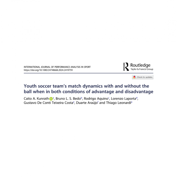 New article &quot;Youth soccer team’s match dynamics with and without the ball when in both conditions of advantage and disadvantage&quot;